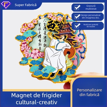Magnet frigorific din lemn, cultură urbană chineză, personalizabil DIY, suveniruri gravate din placă de lemn densă