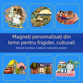 Magnet frigorific din lemn, cultură urbană chineză, personalizabil DIY, suveniruri gravate din placă de lemn densă
