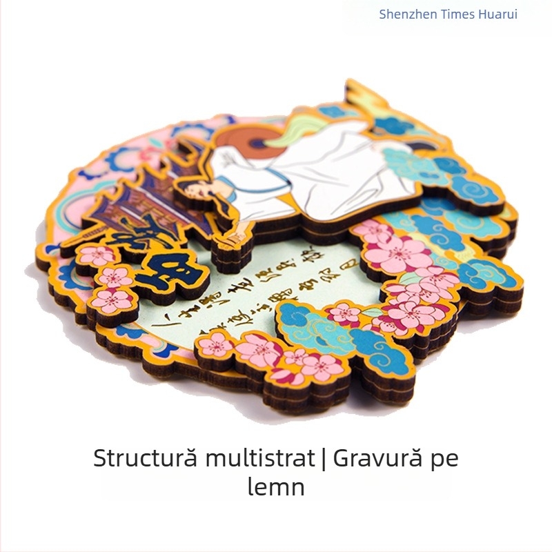 Magnet frigorific din lemn, cultură urbană chineză, personalizabil DIY, suveniruri gravate din placă de lemn densă