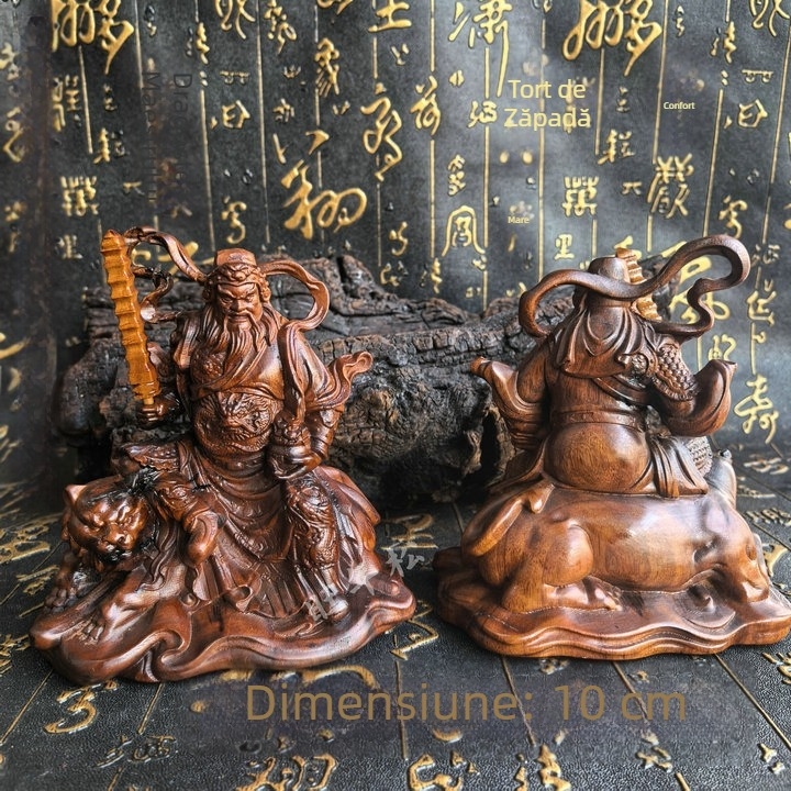 Statueta Zhao Gongming, Zeul Bogăției, sculptură din lemn de dud, lemn masiv, decor de birou pentru casă