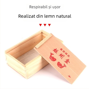 Cutie din lemn pentru momeli vii cu sertar glisant, pentru viermi roșii, viermi de pământ și viermi de nisip, dimensiuni mare, mediu, mic