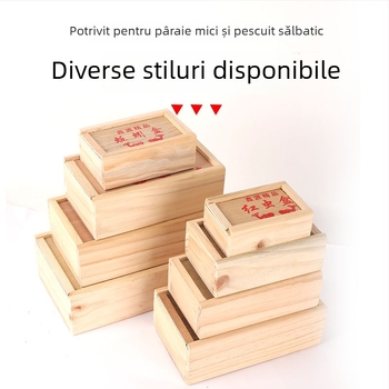 Cutie din lemn pentru momeli vii cu sertar glisant, pentru viermi roșii, viermi de pământ și viermi de nisip, dimensiuni mare, mediu, mic