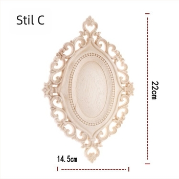 Ornament pentru ușă din lemn masiv, sculptură în relief oval, stil european, decor pentru casă