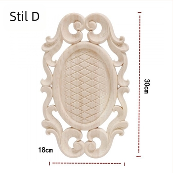 Ornament pentru ușă din lemn masiv, sculptură în relief oval, stil european, decor pentru casă