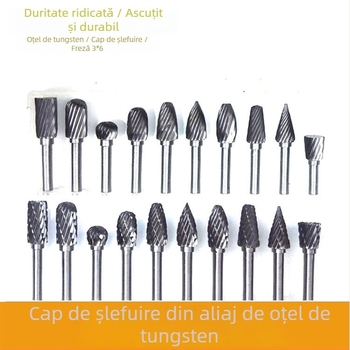 Freză cu cap de șlefuire din oțel tungsten – Pilă rotativă din carbură pentru sculptură în lemn și metal, sculptură în lemn și sculptură în rădăcini, tăiere simplă și dublă