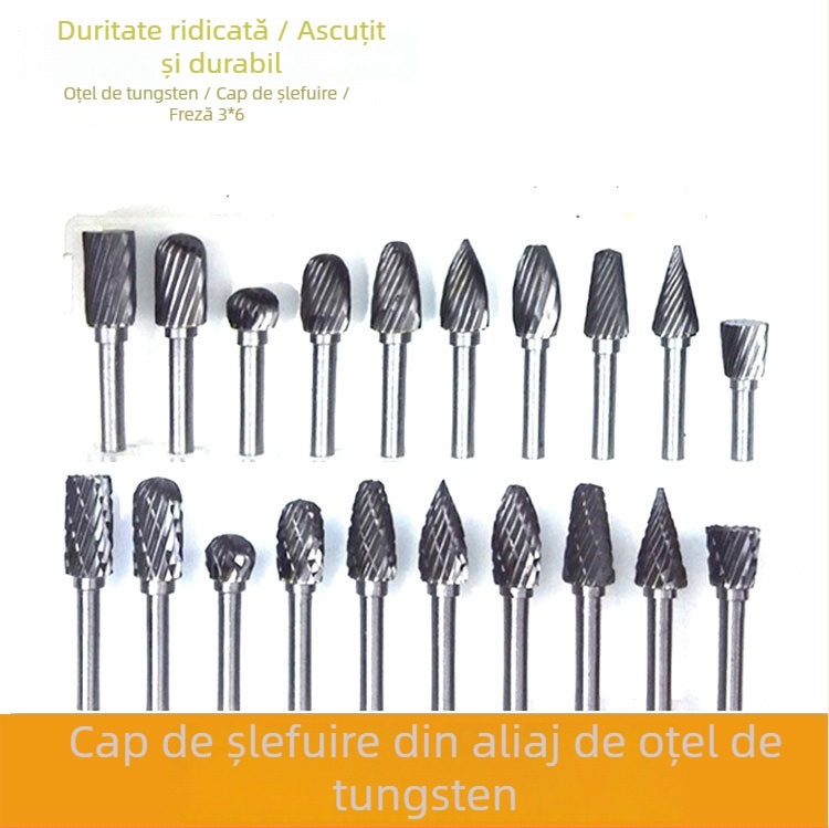 Freză cu cap de șlefuire din oțel tungsten – Pilă rotativă din carbură pentru sculptură în lemn și metal, sculptură în lemn și sculptură în rădăcini, tăiere simplă și dublă