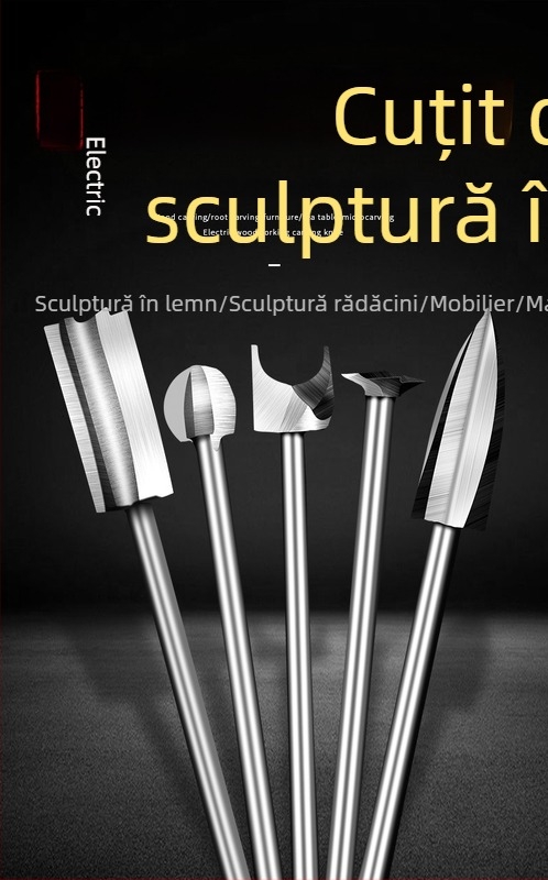 Set electric de sculptat lemn cu lame din oțel alb — unelte pentru sculptat lemn și rădăcini, capete de freză
