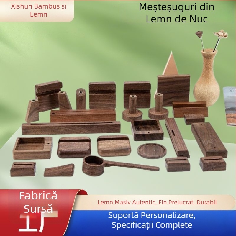 Ornament din lemn de nuc pentru casă și birou, calendar de birou cu bază din lemn masiv
