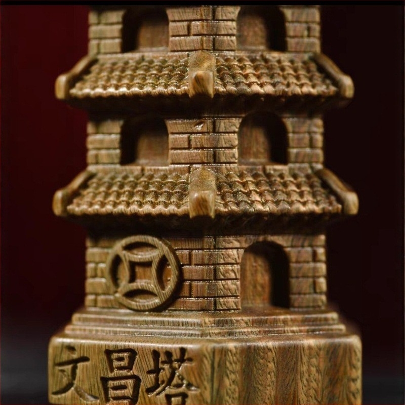 Pagodă Wenchang din lemn verde, cu 7, 9 sau 13 etaje, sculptură în lemn, decor pentru casă și birou
