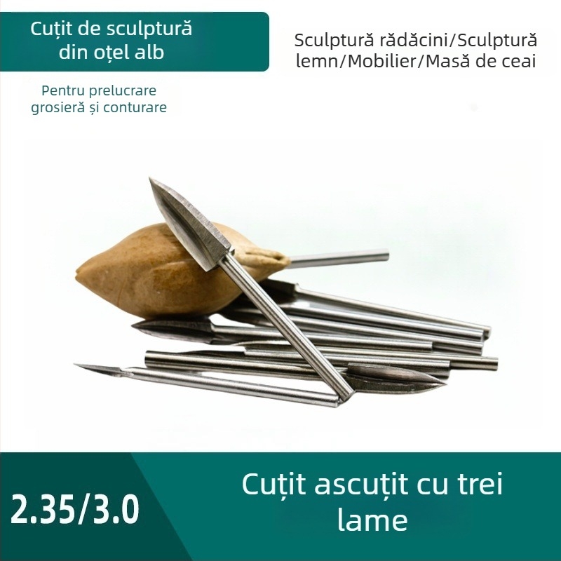 Set de 5 unelte pentru sculptură în lemn: sculptură pentru mobilier și rădăcini, șlefuire și lustruire, freze electrice și burghie pentru lemn