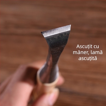 Unealtă de sculptat lemn – cuțit plat gol pentru sculptură de rădăcini și realizarea de linguri și plăci, cu mâner, oțel No. 45