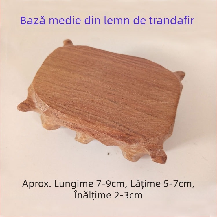 Bază din lemn masiv de mahon cu sculptură în rădăcină pentru sigilii, pietre decorative și jad, mic vas de nuc, bază neregulată personalizabilă