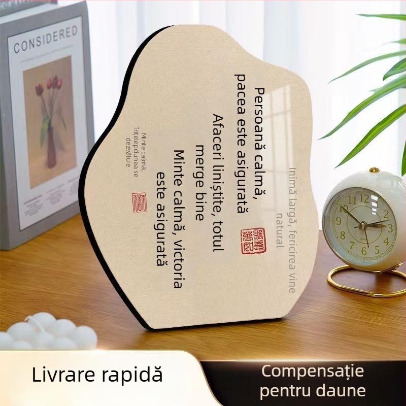 Ornament de birou din lemn, stil minimalist modern, decor cald pentru dormitor, hol și sufragerie, rezistent la apă.