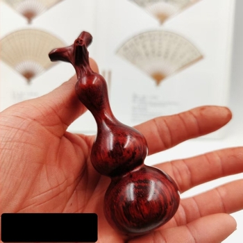 Mâner sculptat din santal – dovleac din lemn cu cap de dragon, sculptură din lemn cu opt comori, netencuit, Ø3,5 cm × 10 cm