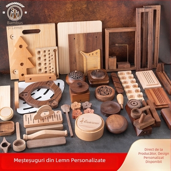 Pandantive din lemn masiv: nuc negru și fag, forme sculptate