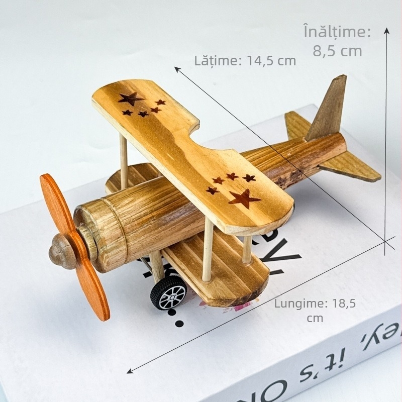 Model de avion din lemn, replică creativă a unui avion de război, decor pentru casă, obiecte din lemn, jucării pentru copii