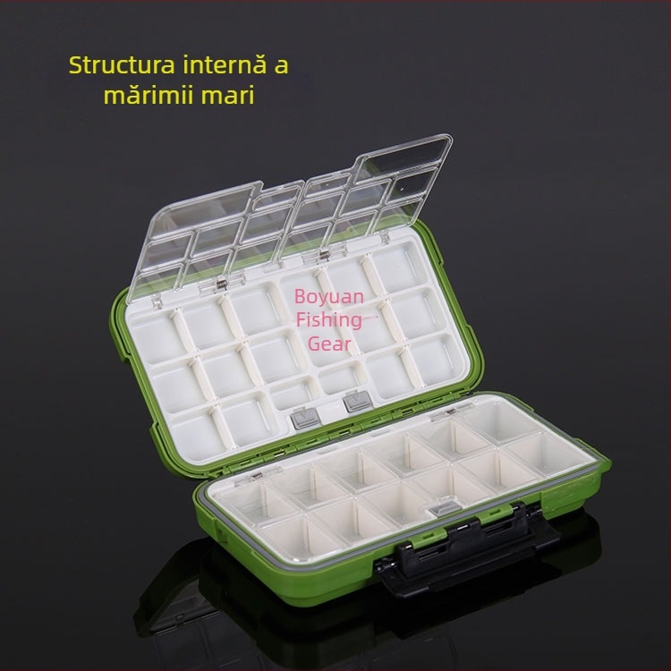 Cutie multifuncțională de accesorii pentru pescuit, rezistentă la apă, cu compartiment pentru năluci și spațiu de depozitare pentru pescuitul de pe mal