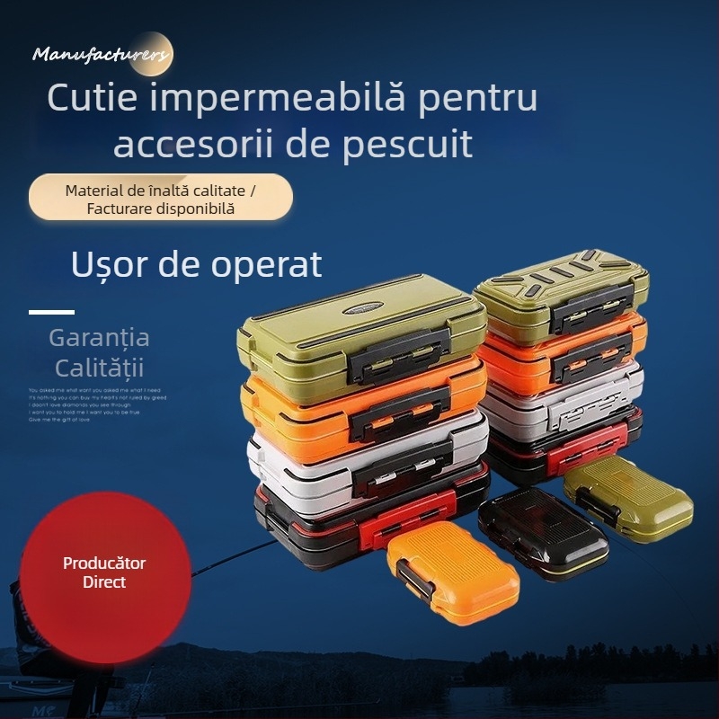 Cutie multifuncțională de accesorii pentru pescuit, rezistentă la apă, cu compartiment pentru năluci și spațiu de depozitare pentru pescuitul de pe mal