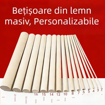 Bețișoare din lemn de mesteacăn, cilindrice, culoare naturală, proiecte DIY