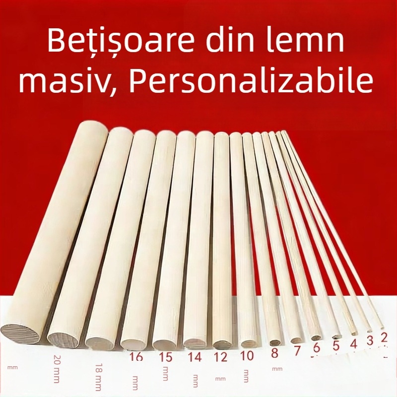Bețișoare din lemn de mesteacăn, cilindrice, culoare naturală, proiecte DIY