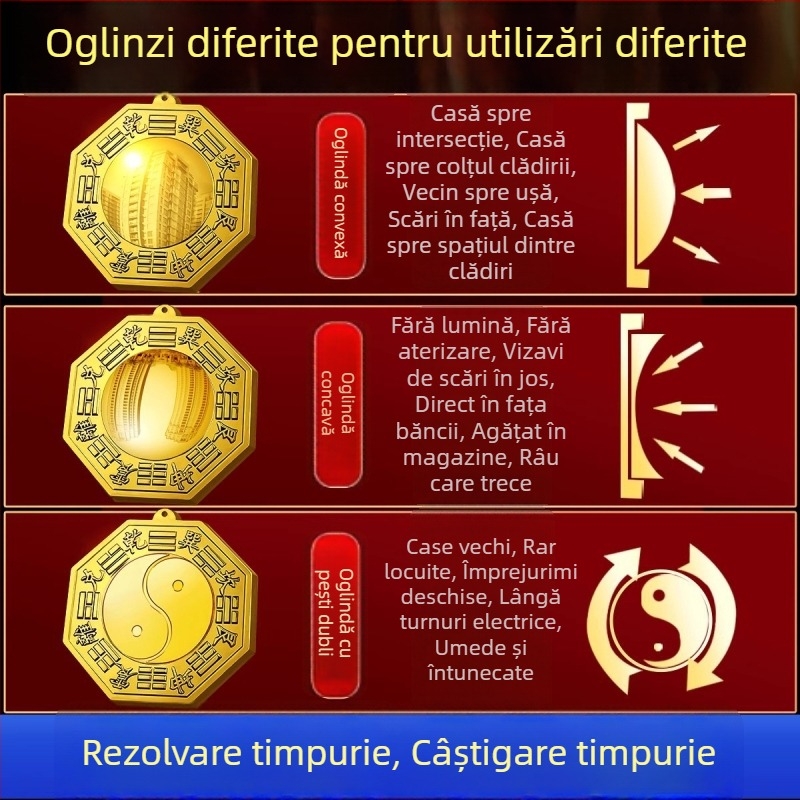 Oglindă din cupru concavă și convexă pentru intrare, decor pentru ușă și fereastră, design geometric