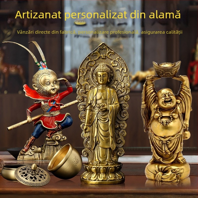 Statuetă Buddha din cupru, ornament decorativ, model metal arhitectural personalizat, suvenir