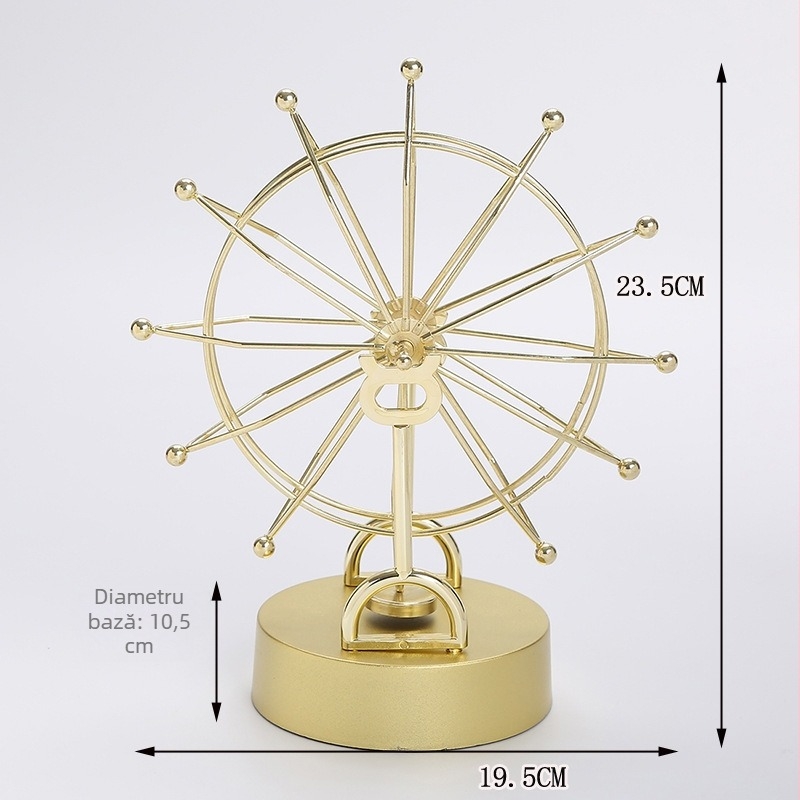 Ornament decorativ rotativ cu roata Ferris, stil european, din metal, pentru living