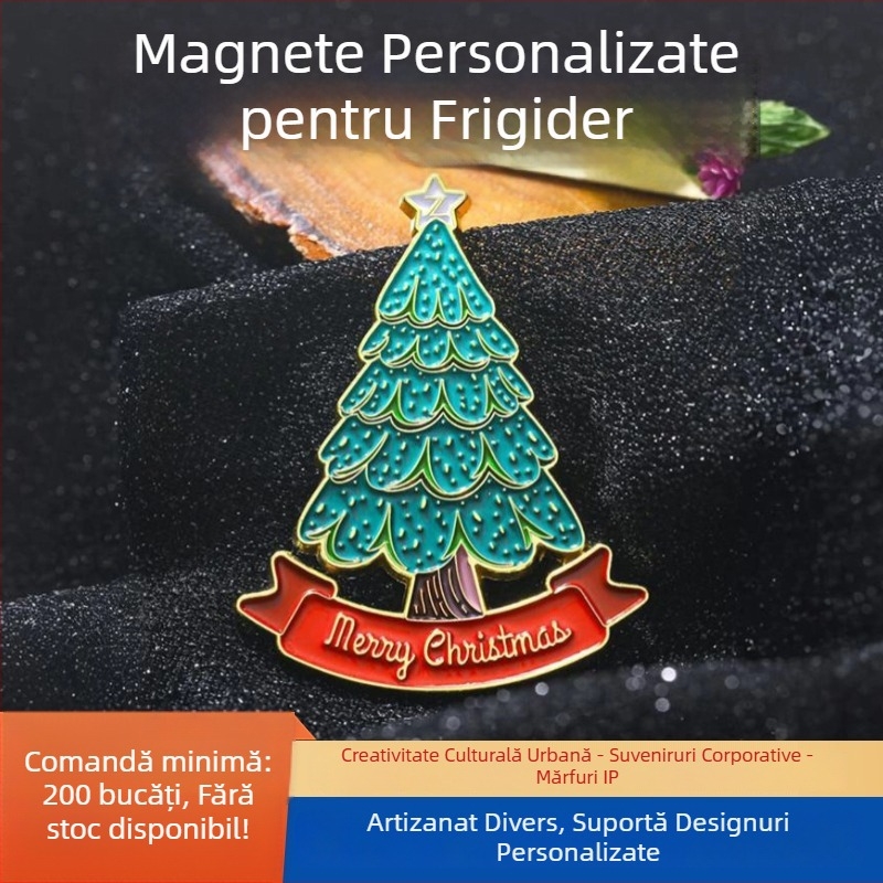 Magneți de frigider din metal emailat - personalizabili, ornamente magnetice pentru pomul de Crăciun