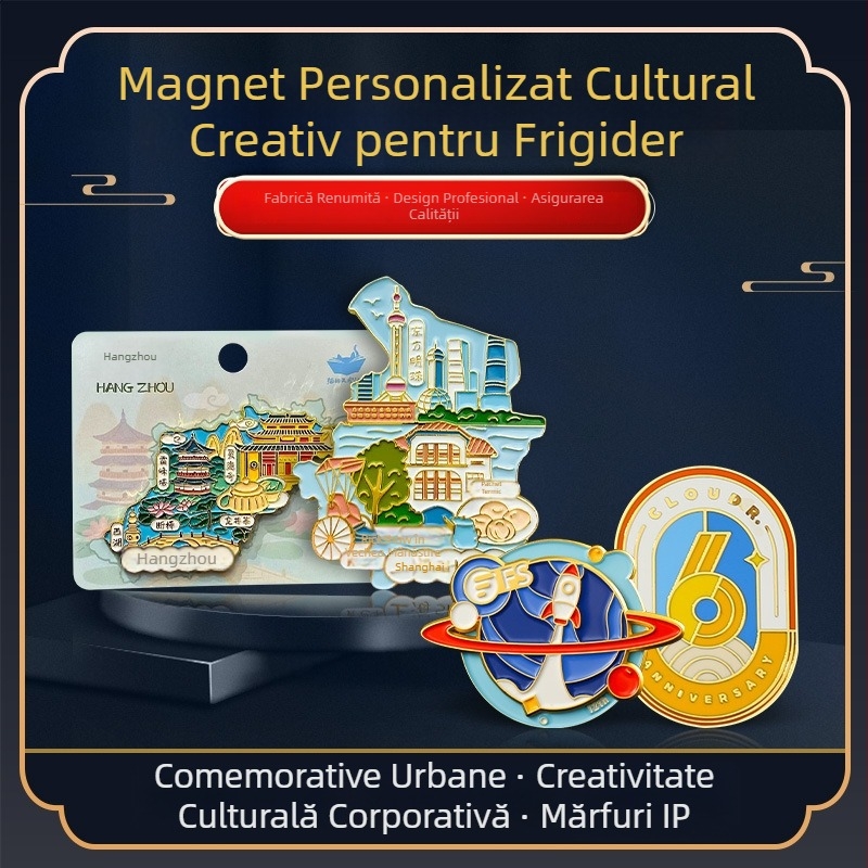 Magneți de frigider din metal emailat - personalizabili, ornamente magnetice pentru pomul de Crăciun