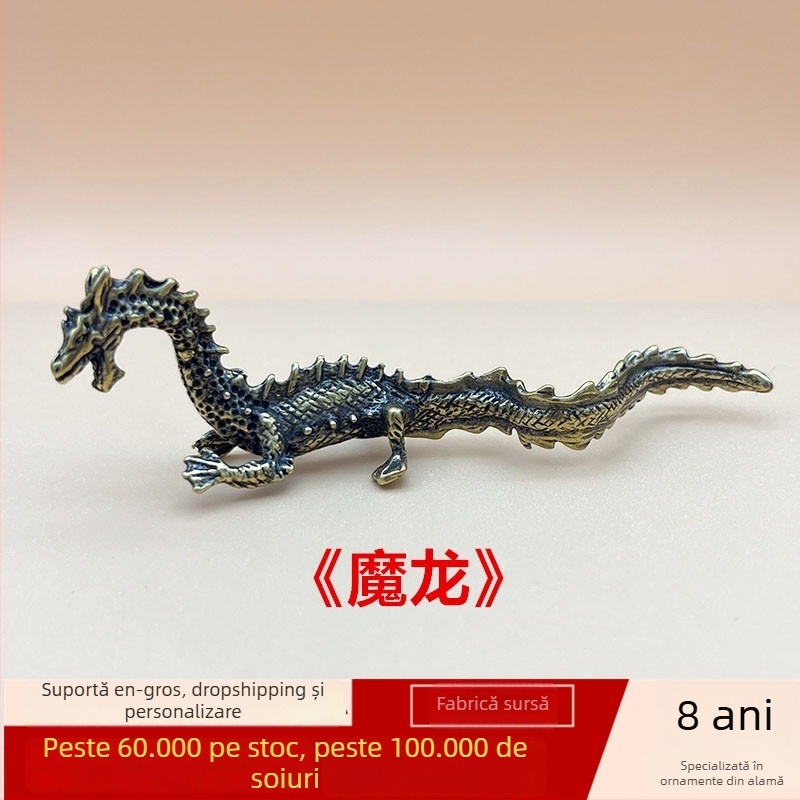 Dragon de birou din alamă – piesă decorativă lucrată manual, cu temă mitologică