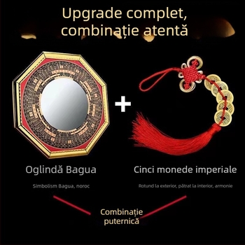 Oglindă decorativă cu opt trigrame pentru casă, design convex și concav, cu simbol yin-yang