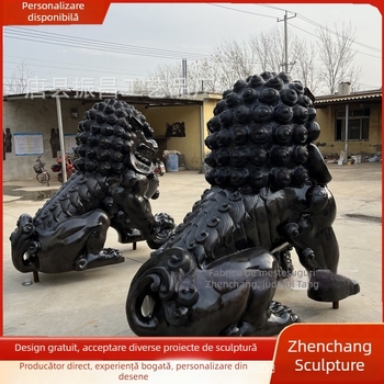 Leu din alamă, qilin și pixiu – Sculptură mare turnată pentru poarta palatului