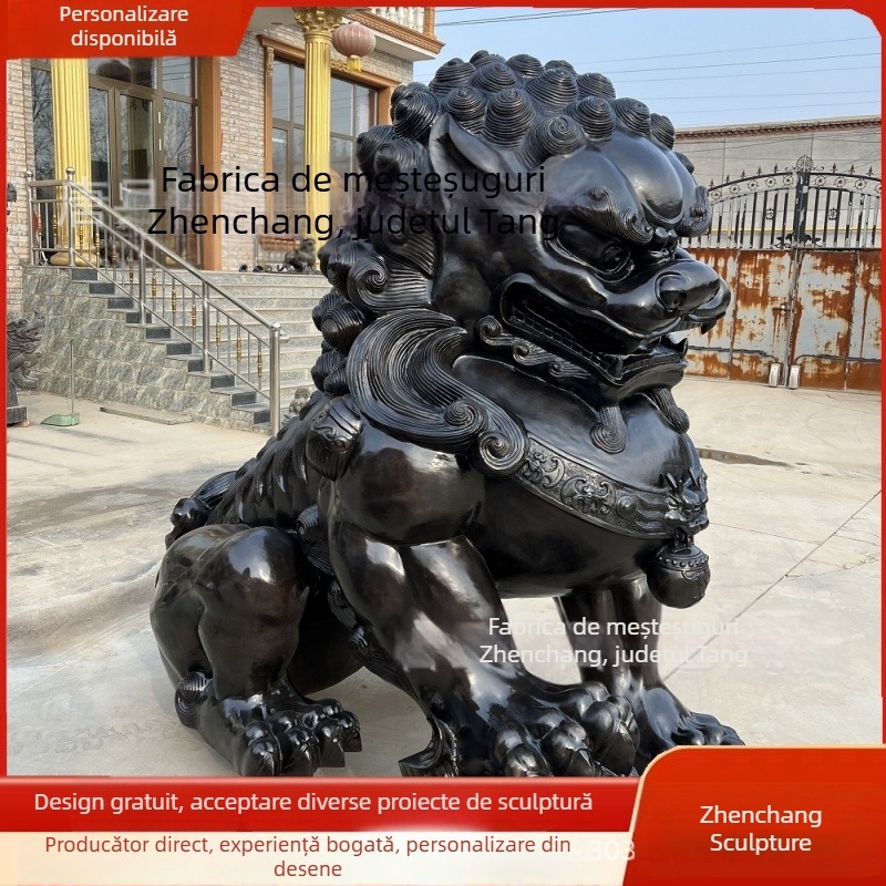 Leu din alamă, qilin și pixiu – Sculptură mare turnată pentru poarta palatului