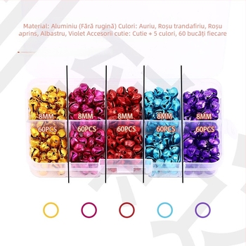 Clopoței metalici de Crăciun în cutie, clopoței din aluminiu pentru educație timpurie, clopoței sesame, ornamente DIY, clopoței rotunzi, design modern minimalist
