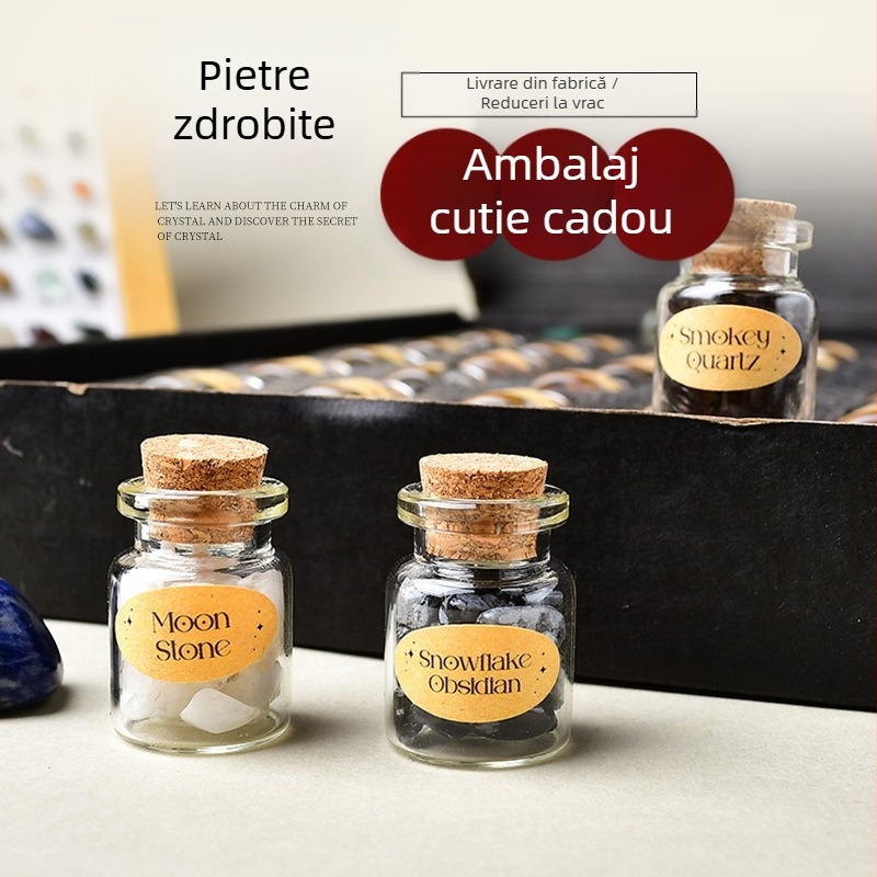 Sticlă cu mesaj din cristal natural, piatră brută – cadou pentru copii, colecție, decor pentru casă și birou