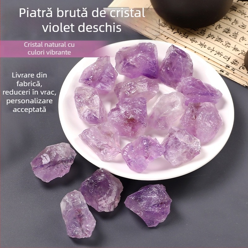 Piatră brută de ametist natural, ornament pentru acvarii și ghivece; specimen mineral și piatră difuzor pentru aromaterapie.