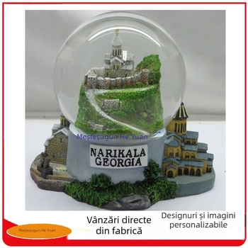 Ornament cu glob de cristal personalizat – rășină, suvenir de călătorie, stil desen animat de Crăciun