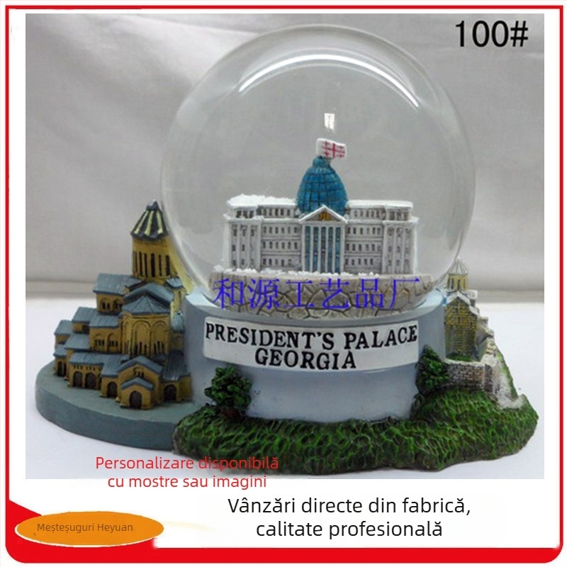 Ornament cu glob de cristal personalizat – rășină, suvenir de călătorie, stil desen animat de Crăciun