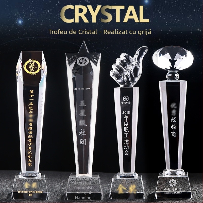 Cupe de cristal transparent pentru gravură – premiu corporativ, suvenir și decorare