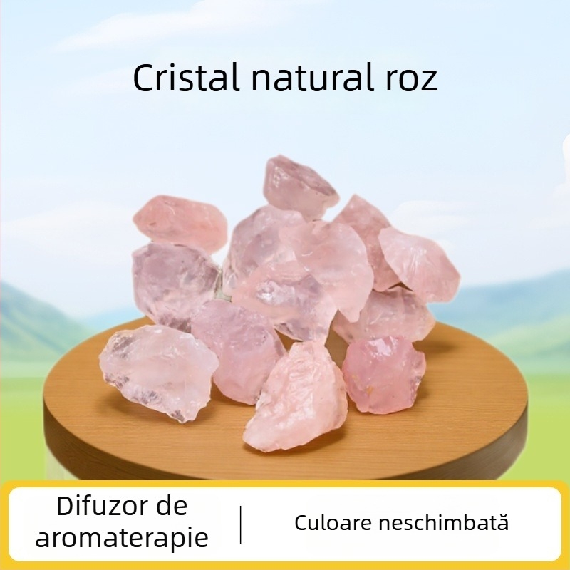 Piatră brută roz naturală pentru difuzor și aromaterapie, piatră de degajare magnetică, ornament din cristal pentru birou, cadou de birou en gros