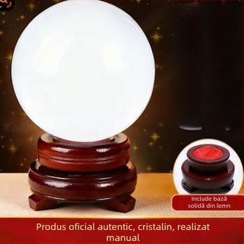 Sferă de cristal alb natural – decor pentru living și birou, sferă de cristal șlefuită