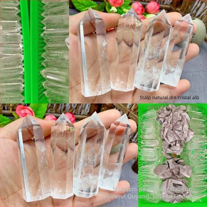 Piatră naturală de cristal alb, piatră brută, coloană de cristal cu vârf unic, decorativă