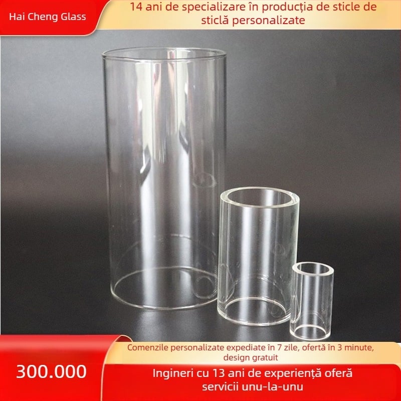 Protector de vânt pentru lumânări din sticlă borosilikată, rezistent la temperaturi înalte, tub mare, fără fund, design cu dublu pasaj