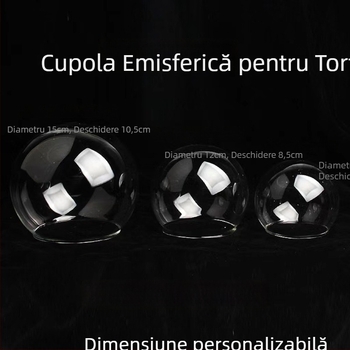 Capac din sticlă pentru tort cu sferă cristal semi-rotundă, transparent, pentru decorare și coacere, diametre 5–15 cm