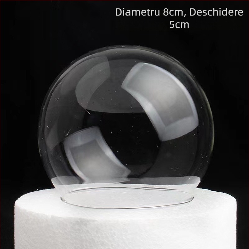 Capac din sticlă pentru tort cu sferă cristal semi-rotundă, transparent, pentru decorare și coacere, diametre 5–15 cm