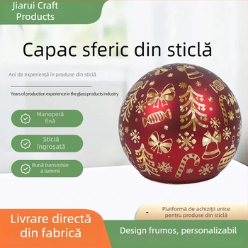 Capac de sticlă pentru glob de Crăciun, glob pictat de Crăciun, ornament atârnat pentru brad