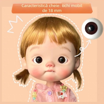 Ochi BJD pentru păpuți, 14 mm, 6 puncte, 18 mm ochi mobili rotunzi, culoare maro-pește, capac din sticlă neagră perlată