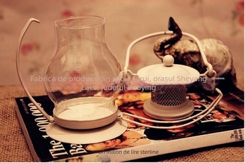 Lanteră în stil european, pastoral, din sticlă și fier forjat, lampă cu ponei mic, lampă kerosen, decor pentru casă, abajur din sticlă creativ