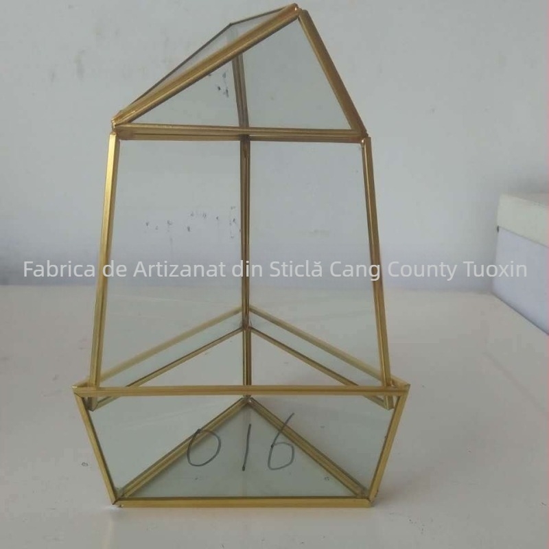 Terrarium din sticlă cu patru laturi, pe bază de lemn, capac anti-praf pentru flori păstrate, obiect decorativ artistic