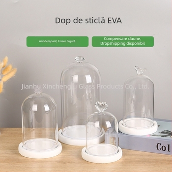 Cupolă cilindrică din sticlă, cu bază EVA albă pictată, fără lampă, protecție împotriva prafului pentru mini peisaj